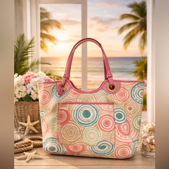 Coach Handbags - Coach 2012 Beach Print Signature Tote  RARE LIMITED EDITION
